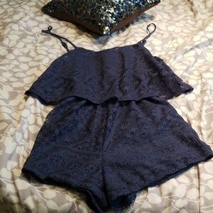 Dark teal lace Shorts romper